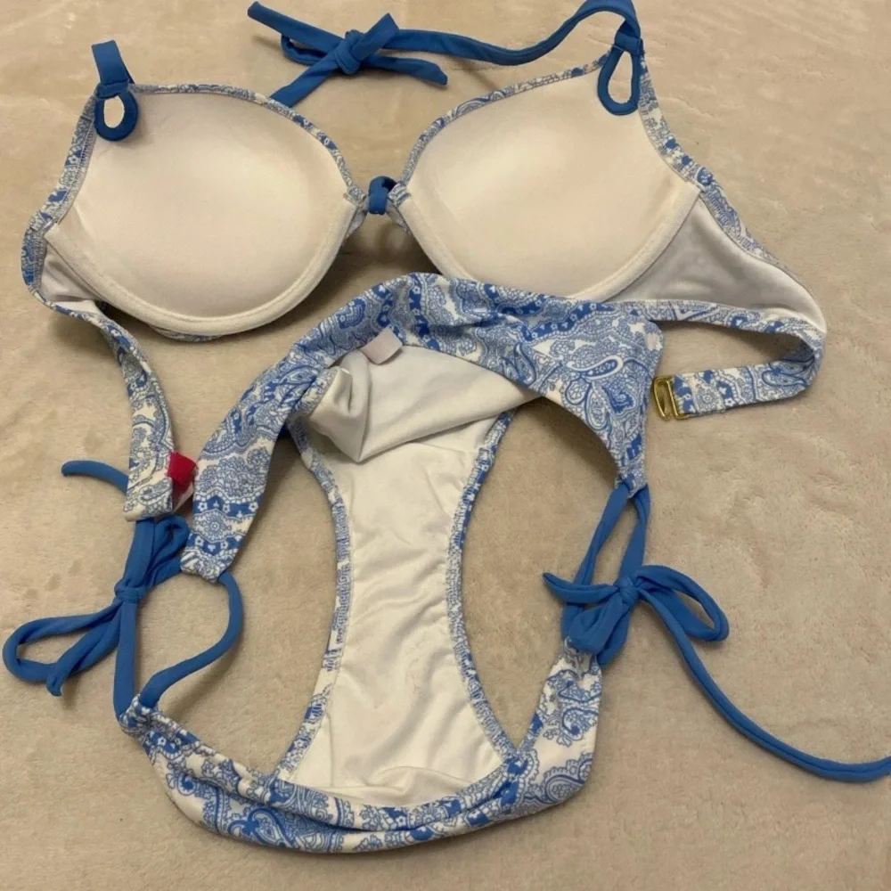 Victoria's Secret Blue and White Paisley Bombshell Bikini